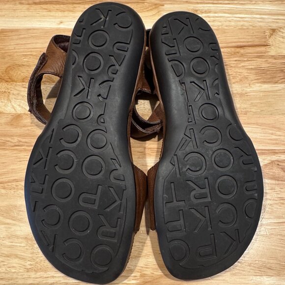 ROCKPORT ~ Sandals Women Size 9.5 - Brown Leather Low Wedge w Adjustable Straps - Picture 7 of 9